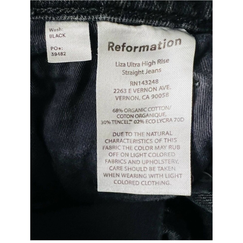 Reformation Liza Ultra High Rise Straight Leg Jeans Black Size 27 - Picture 8 of 10